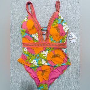 NWT! Trina Turk Playa De Flor plunge swimsuit! Size 12!